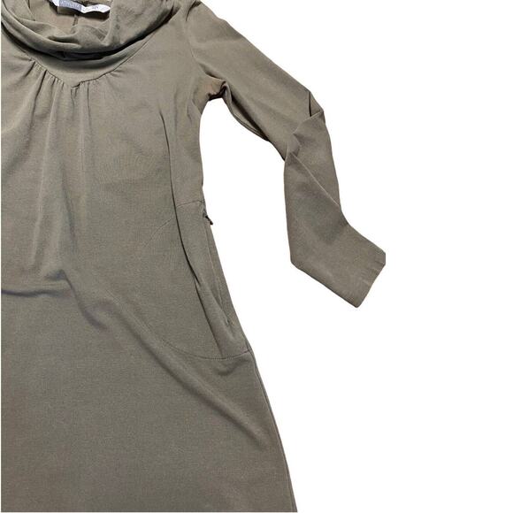 ATHLETA Green Cowl Neck sweater Dress Sz. Xs Pocket Stretch Organic Cotton - Picture 8 of 11